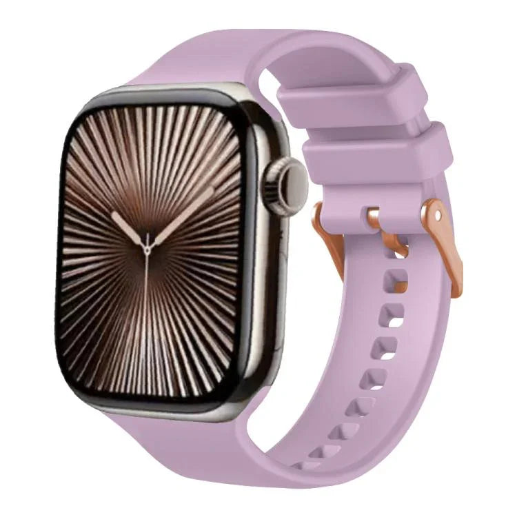 สายรัดนาฬิกาซิลิโคนสีพื้นทองกุหลาบ พร้อมหัวเข็มขัด สำหรับ Apple Watch ขนาด 42 มม. / 41 มม. / 40 มม. / 38 มม.