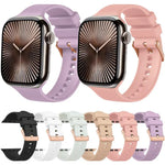 สายรัดนาฬิกาซิลิโคนสีพื้นทองกุหลาบ พร้อมหัวเข็มขัด สำหรับ Apple Watch ขนาด 42 มม. / 41 มม. / 40 มม. / 38 มม.