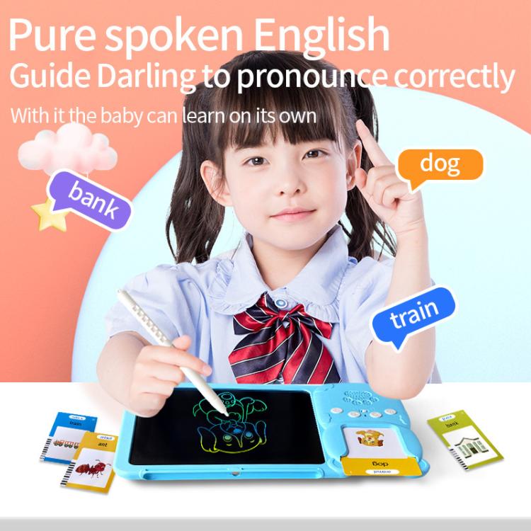 8.5 inch Children Early Education Drawing Board Card English Audiobooks, Blue / 112 Cards, Pink / 112 Cards, Blue / 255 Cards, Pink / 255 Cards