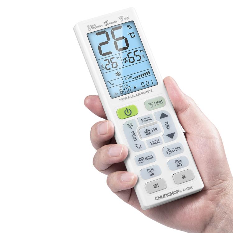 รีโมทคอนโทรลเครื่องปรับอากาศอเนกประสงค์ CHUNGHOP K-3302E พร้อมไฟฉายและไฟ LCD, K-3302E