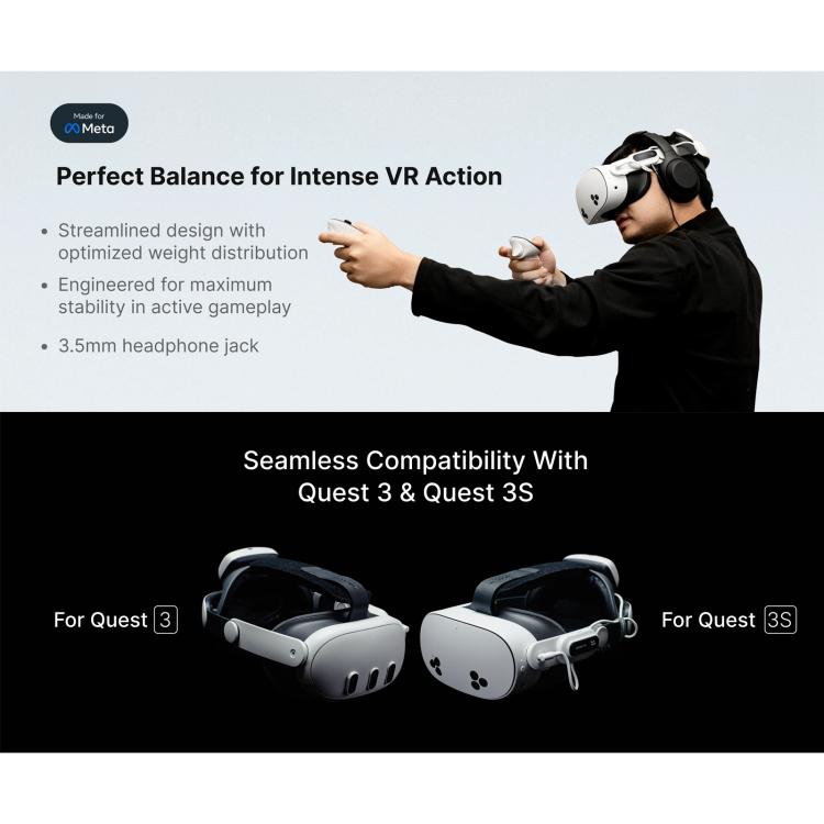 BOBOVR E3 Pro For Meta Quest 3S / 3 VR Head Strap with B100 Battery Cell, E3 Pro