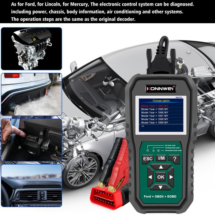 KONNWEI KW470 2.8 inch Color Screen Car OBD2 Fault Diagnostic Scan Tool for Ford, KW470