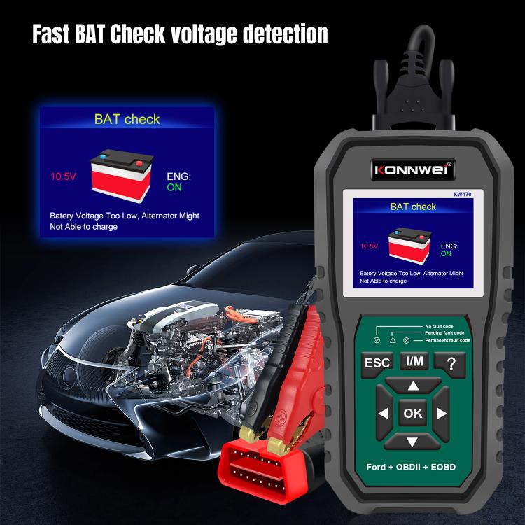 KONNWEI KW470 2.8 inch Color Screen Car OBD2 Fault Diagnostic Scan Tool for Ford, KW470