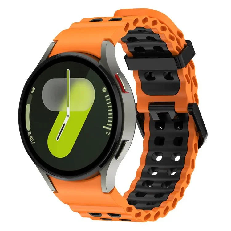 สายรัดนาฬิกาซิลิโคนสองสีแบบรูสองแถว Ocean สำหรับ Samsung Galaxy Watch 7 40 / 44มม.
