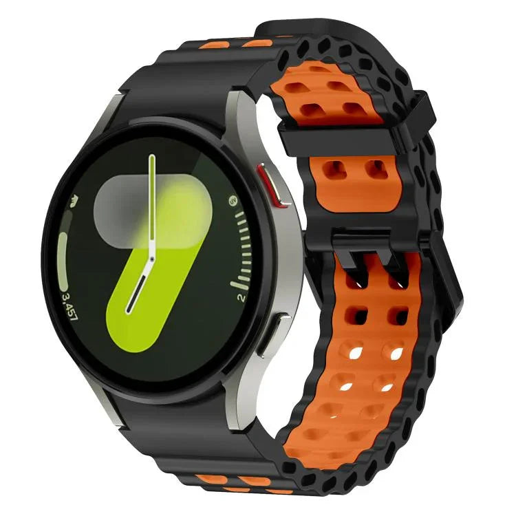 สายรัดนาฬิกาซิลิโคนสองสีแบบรูสองแถว Ocean สำหรับ Samsung Galaxy Watch 7 40 / 44มม.