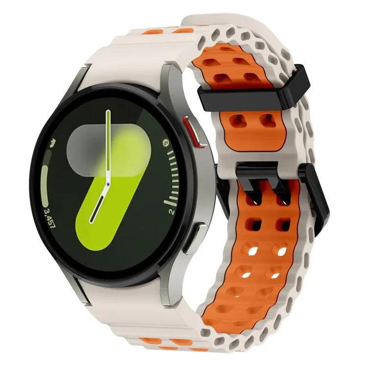 สายรัดนาฬิกาซิลิโคนสองสีแบบรูสองแถว Ocean สำหรับ Samsung Galaxy Watch 7 40 / 44มม.