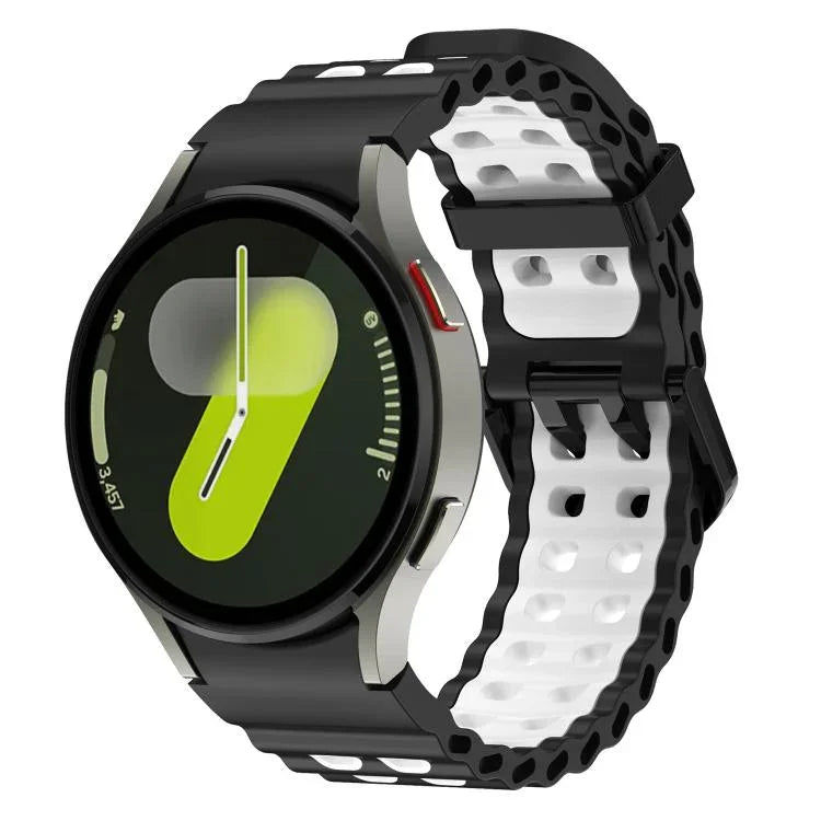 สายรัดนาฬิกาซิลิโคนสองสีแบบรูสองแถว Ocean สำหรับ Samsung Galaxy Watch 7 40 / 44มม.