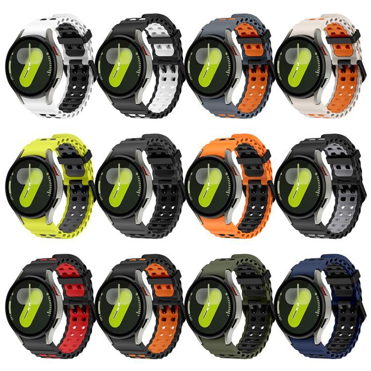 สายรัดนาฬิกาซิลิโคนสองสีแบบรูสองแถว Ocean สำหรับ Samsung Galaxy Watch 7 40 / 44มม.