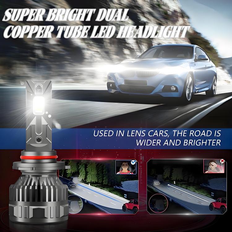 2pcs/Pack 50W 6000LM 6000K Car Double Copper Tube LED Headlight Bulb, 9005, 9006, H1, H4, H7, H11