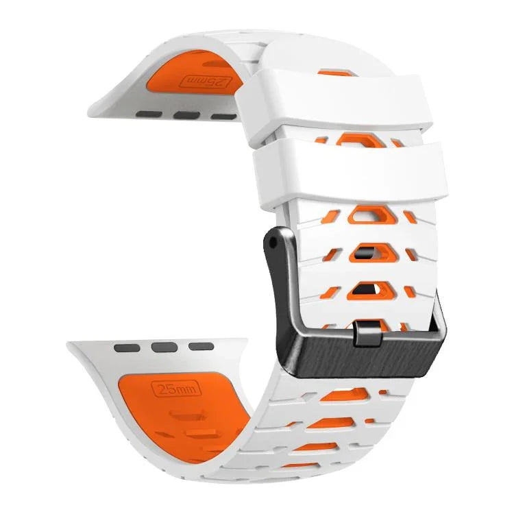 สายรัดนาฬิกาซิลิโคนสองสีรูปทรงสี่เหลี่ยมคางหมู สำหรับ Apple Watch ขนาด 46 มม. / 49 มม. / 45 มม. / 44 มม.