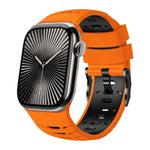 สายรัดนาฬิกาซิลิโคนสองสีรูปทรงสี่เหลี่ยมคางหมู สำหรับ Apple Watch ขนาด 46 มม. / 49 มม. / 45 มม. / 44 มม.