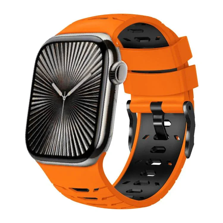 สายรัดนาฬิกาซิลิโคนสองสีรูปทรงสี่เหลี่ยมคางหมู สำหรับ Apple Watch ขนาด 46 มม. / 49 มม. / 45 มม. / 44 มม.