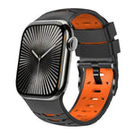 สายรัดนาฬิกาซิลิโคนสองสีรูปทรงสี่เหลี่ยมคางหมู สำหรับ Apple Watch ขนาด 46 มม. / 49 มม. / 45 มม. / 44 มม.