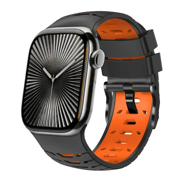 สายรัดนาฬิกาซิลิโคนสองสีรูปทรงสี่เหลี่ยมคางหมู สำหรับ Apple Watch ขนาด 46 มม. / 49 มม. / 45 มม. / 44 มม.