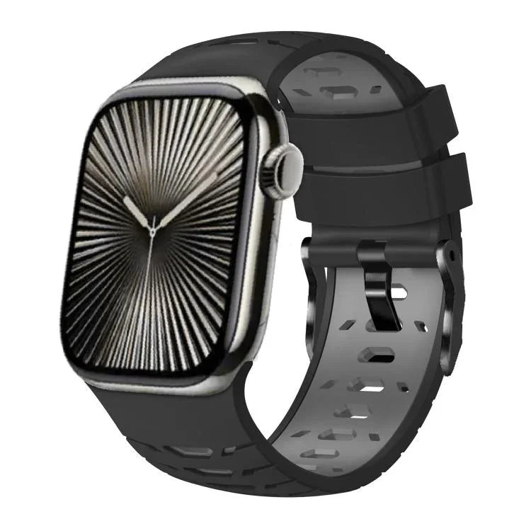สายรัดนาฬิกาซิลิโคนสองสีรูปทรงสี่เหลี่ยมคางหมู สำหรับ Apple Watch ขนาด 46 มม. / 49 มม. / 45 มม. / 44 มม.