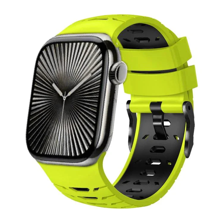 สายรัดนาฬิกาซิลิโคนสองสีรูปทรงสี่เหลี่ยมคางหมู สำหรับ Apple Watch ขนาด 46 มม. / 49 มม. / 45 มม. / 44 มม.