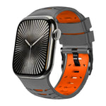 สายรัดนาฬิกาซิลิโคนสองสีรูปทรงสี่เหลี่ยมคางหมู สำหรับ Apple Watch ขนาด 46 มม. / 49 มม. / 45 มม. / 44 มม.