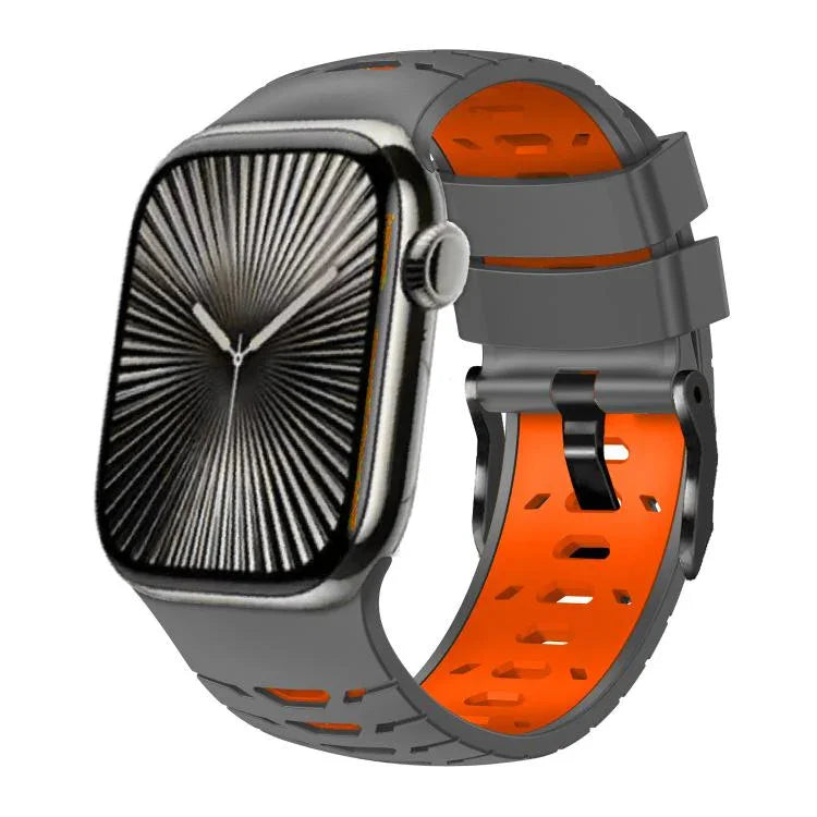 สายรัดนาฬิกาซิลิโคนสองสีรูปทรงสี่เหลี่ยมคางหมู สำหรับ Apple Watch ขนาด 46 มม. / 49 มม. / 45 มม. / 44 มม.