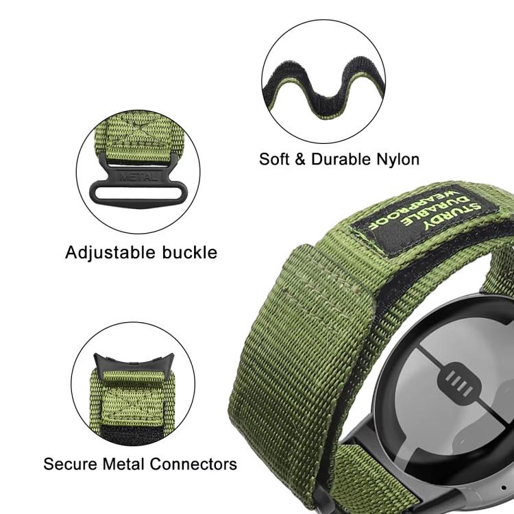 สายรัดข้อมือไนลอนแบบปลดเร็วพร้อมตะขอและห่วง xDfind สำหรับ Google Pixel Watch 4 / 3 45mm, สำหรับ Google Pixel Watch 4 / 3 / 2 / 1 41mm