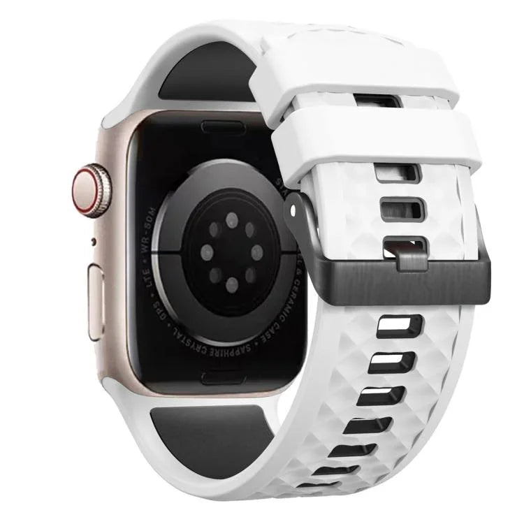 สายรัดนาฬิกาซิลิโคนสองสีลายเพชร สำหรับ Apple Watch ขนาด 46 มม. / 49 มม. / 45 มม. / 44 มม.