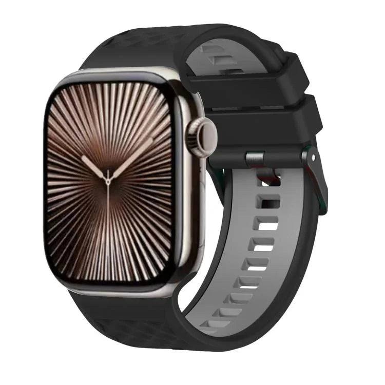 สายรัดนาฬิกาซิลิโคนสองสีลายเพชร สำหรับ Apple Watch ขนาด 46 มม. / 49 มม. / 45 มม. / 44 มม.