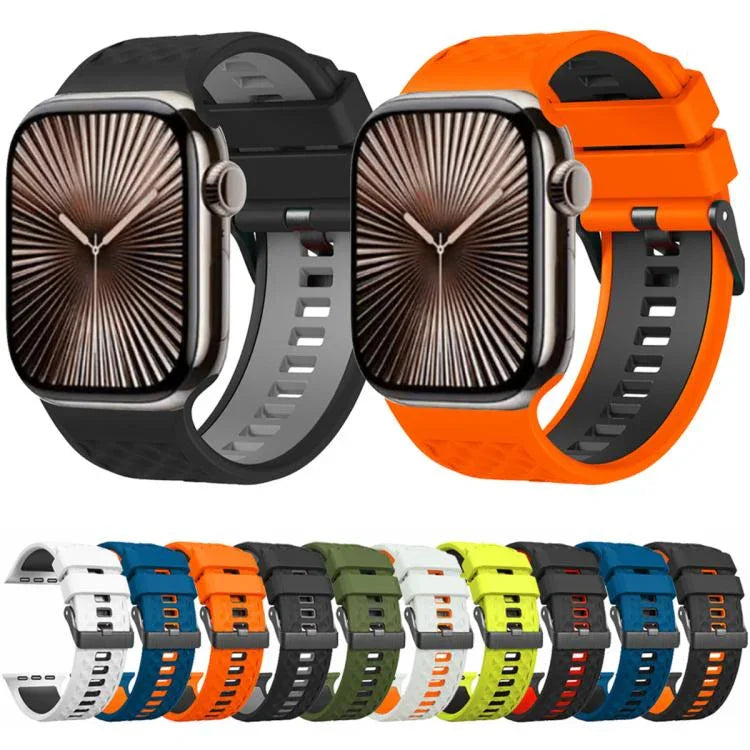 สายรัดนาฬิกาซิลิโคนสองสีลายเพชร สำหรับ Apple Watch ขนาด 46 มม. / 49 มม. / 45 มม. / 44 มม.
