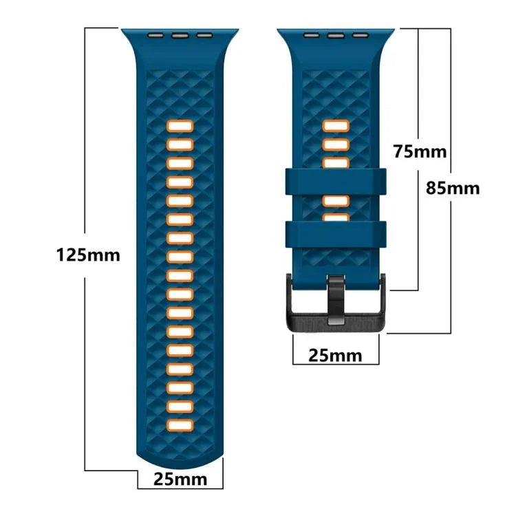สายรัดนาฬิกาซิลิโคนสองสีลายเพชร สำหรับ Apple Watch ขนาด 46 มม. / 49 มม. / 45 มม. / 44 มม.