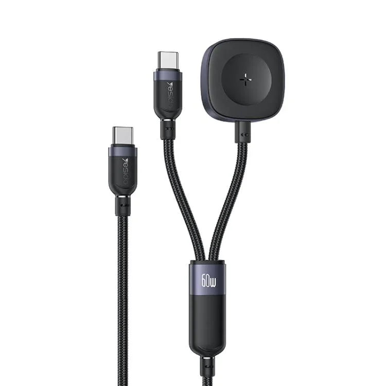 สายชาร์จ Yesido CA136C 60W USB-C / Type-C เป็น Type-C & iWatch 2-in-1, CA136C