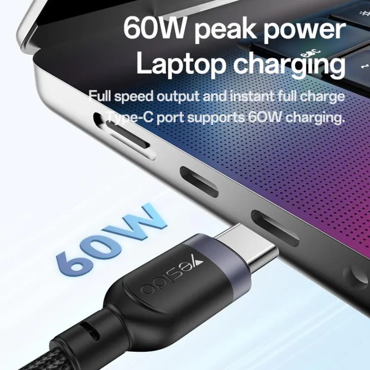 สายชาร์จ Yesido CA136C 60W USB-C / Type-C เป็น Type-C & iWatch 2-in-1, CA136C