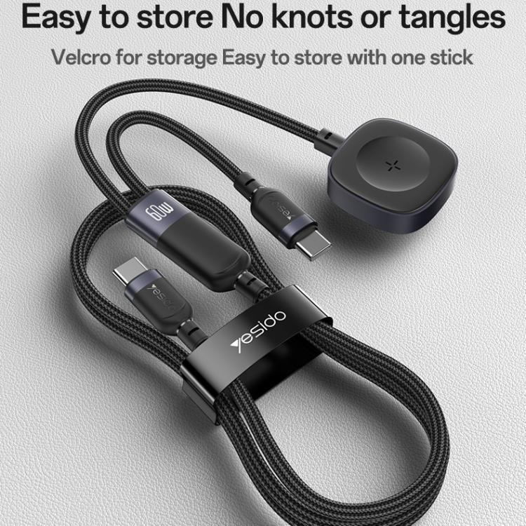 สายชาร์จ Yesido CA136C 60W USB-C / Type-C เป็น Type-C & iWatch 2-in-1, CA136C