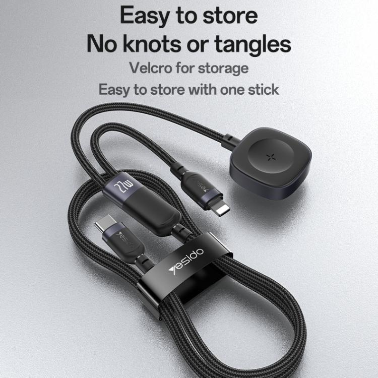 สายชาร์จ Yesido CA136L 27W USB-C / Type-C เป็น 8 Pin & iWatch 2-in-1, CA136L