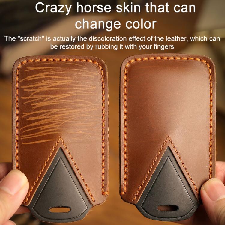 For Kia Carnival Hallmo B087 Crazy Horse Cowhide Car Key Protection Cover, For Kia Carnival