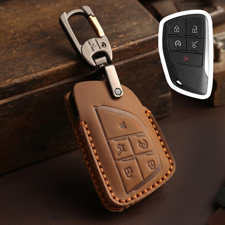 For Buick Envision Plus 2023 Hallmo Crazy Horse Cowhide Car Key Protection Cover, For Buick Envision Plus 2023 3-button, For Buick Envision Plus 2023 4-button, For Buick Envision Plus 2023 5-button, For Buick Envision Plus 2023 6-button
