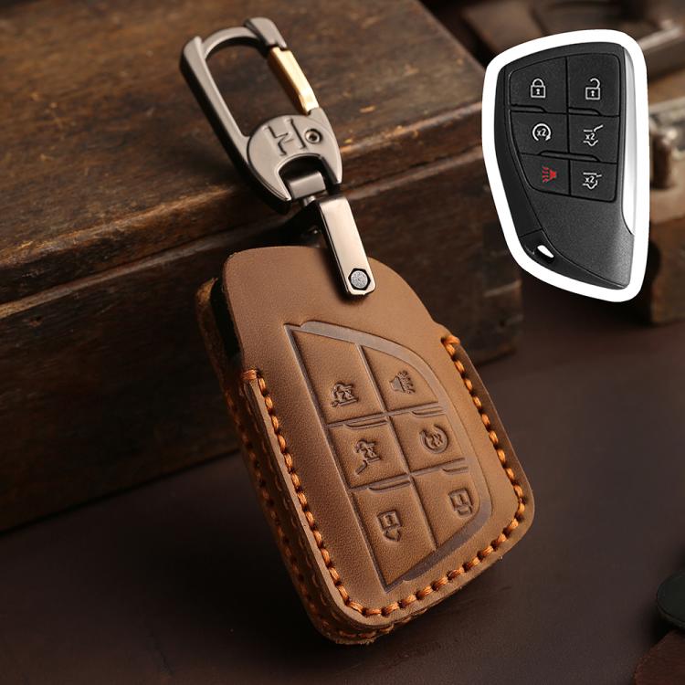For Buick Envision Plus 2023 Hallmo Crazy Horse Cowhide Car Key Protection Cover, For Buick Envision Plus 2023 3-button, For Buick Envision Plus 2023 4-button, For Buick Envision Plus 2023 5-button, For Buick Envision Plus 2023 6-button