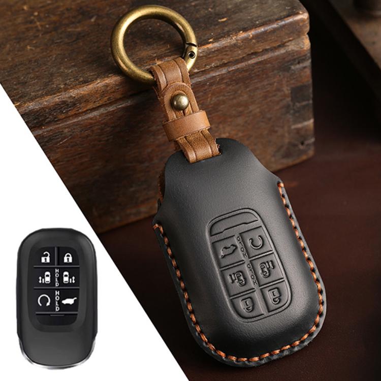 For Honda Odyssey 2024 Hallmo Crazy Horse Cowhide Car Key Protection Cover, For Honda Odyssey 2024 2-button, For Honda Odyssey 2024 5-button, For Honda Odyssey 2024 6-button
