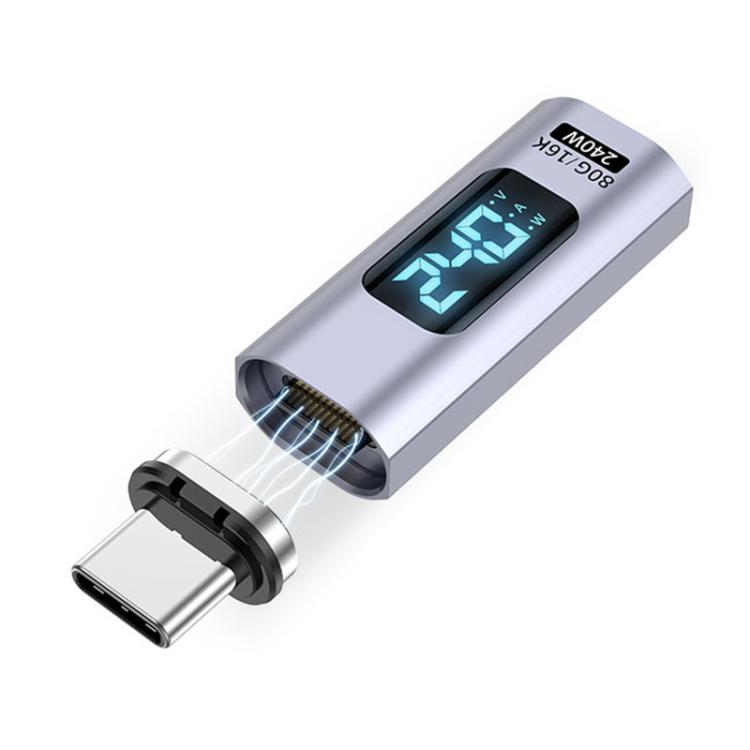 อะแดปเตอร์ดูดแม่เหล็ก Type-C ตัวผู้เป็นตัวเมีย PD240W 80Gbps 60K, หัวตรง, หัวงอ