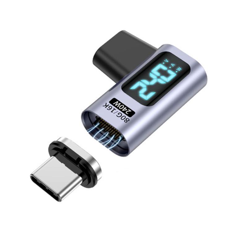 อะแดปเตอร์ดูดแม่เหล็ก Type-C ตัวผู้เป็นตัวเมีย PD240W 80Gbps 60K, หัวตรง, หัวงอ