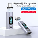 อะแดปเตอร์ดูดแม่เหล็ก Type-C ตัวผู้เป็นตัวเมีย PD240W 80Gbps 60K, หัวตรง, หัวงอ