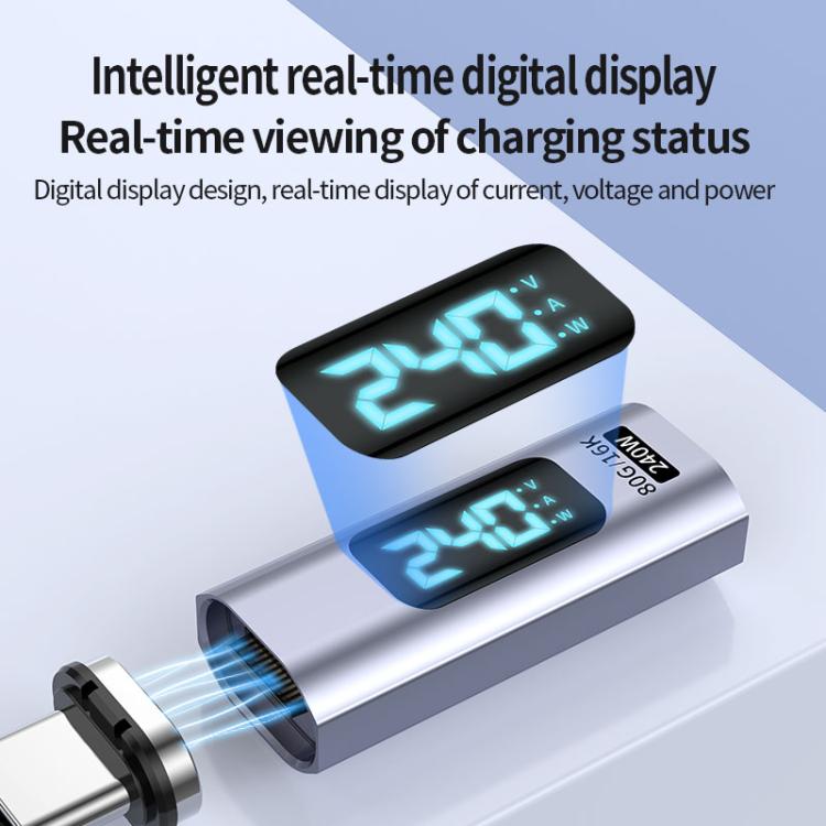 อะแดปเตอร์ดูดแม่เหล็ก Type-C ตัวผู้เป็นตัวเมีย PD240W 80Gbps 60K, หัวตรง, หัวงอ