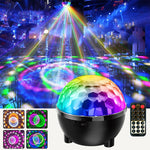 โคมไฟเวทีหมุน LED RGB ลูกบอลเวทมนตร์ดอกทานตะวัน ควบคุมด้วยเสียง รีโมทคอนโทรล