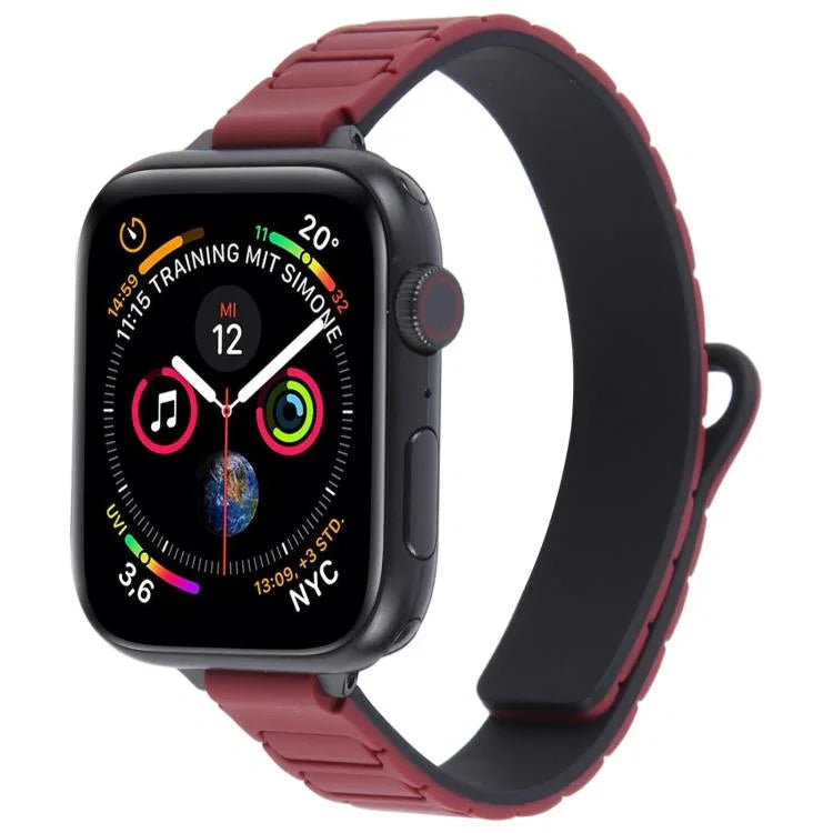 สายรัดนาฬิกาซิลิโคนแม่เหล็กรูปตัว I แบบบาง สำหรับ Apple Watch ขนาด 46 มม. / 49 มม. / 45 มม. / 44 มม. และ 42 มม. / 41 มม. / 40 มม. / 38 มม.