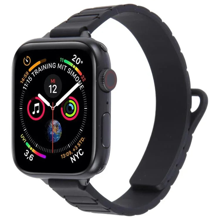 สายรัดนาฬิกาซิลิโคนแม่เหล็กรูปตัว I แบบบาง สำหรับ Apple Watch ขนาด 46 มม. / 49 มม. / 45 มม. / 44 มม. และ 42 มม. / 41 มม. / 40 มม. / 38 มม.