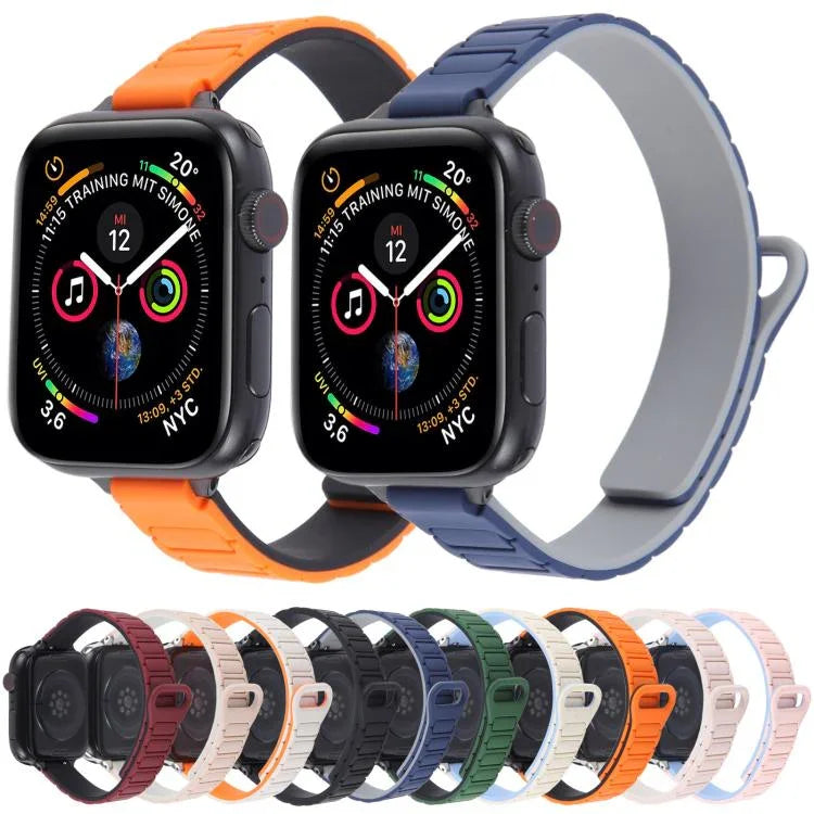 สายรัดนาฬิกาซิลิโคนแม่เหล็กรูปตัว I แบบบาง สำหรับ Apple Watch ขนาด 46 มม. / 49 มม. / 45 มม. / 44 มม. และ 42 มม. / 41 มม. / 40 มม. / 38 มม.