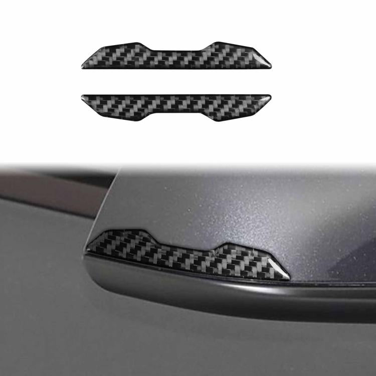 For Tesla Model 3 / Y / S / X 2pcs/Set Carbon Fiber Car Rearview Mirror Anti-collision Decorative Sticker, Car Rearview Mirror Anti-collision