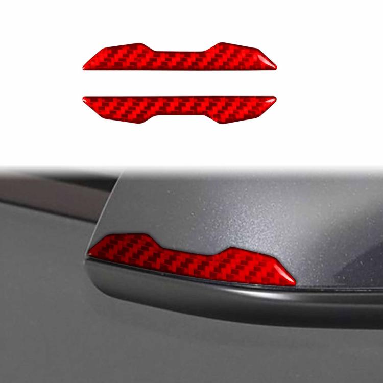For Tesla Model 3 / Y / S / X 2pcs/Set Carbon Fiber Car Rearview Mirror Anti-collision Decorative Sticker, Car Rearview Mirror Anti-collision