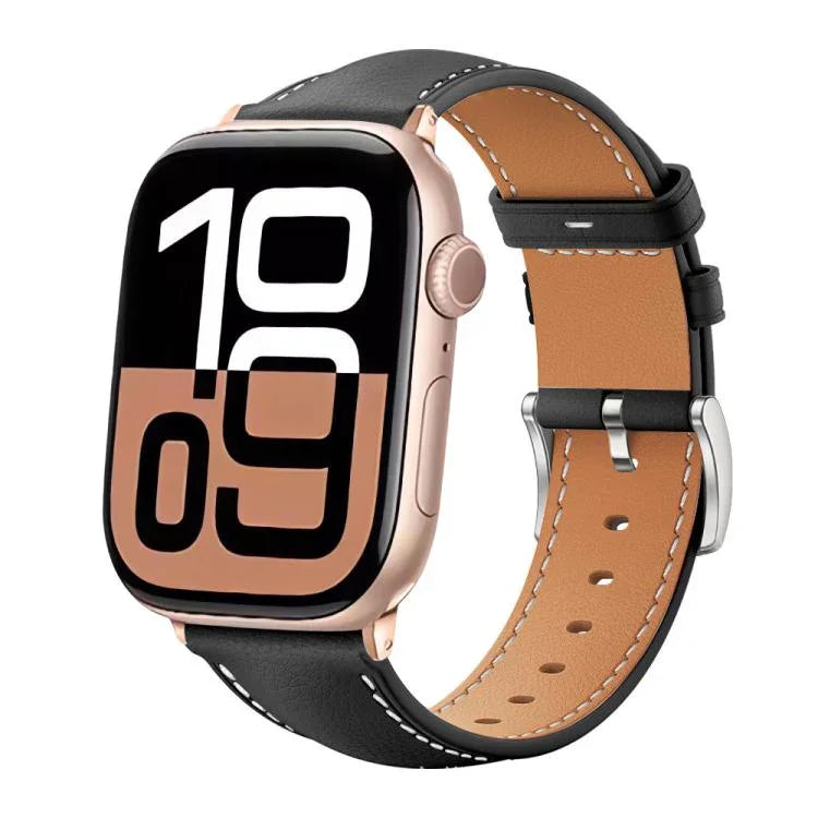 สายรัดนาฬิกาหนังเกรนละเอียดสีดำ xDfind สำหรับ Apple Watch ขนาด 42 / 44 / 45 / 46 / 49 มม. สำหรับ Apple Watch ขนาด 38 / 40 / 41 / S10 42 มม.