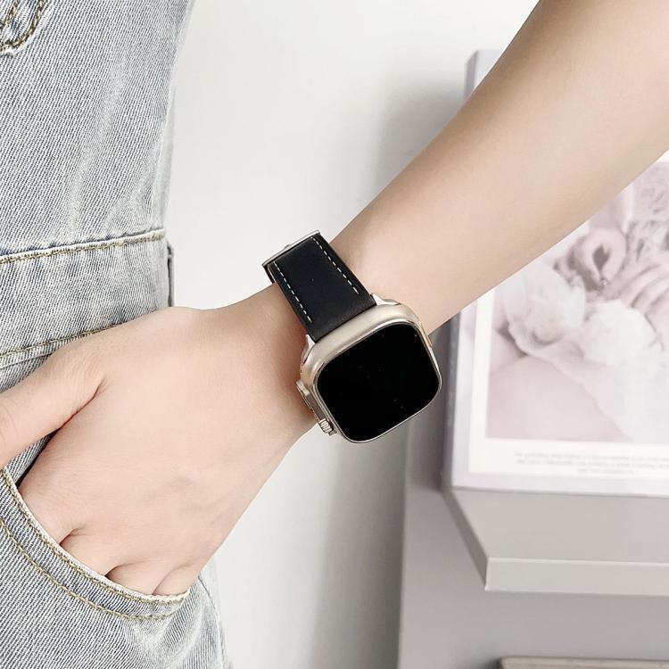 สายรัดนาฬิกาหนังเกรนละเอียดสีดำ xDfind สำหรับ Apple Watch ขนาด 42 / 44 / 45 / 46 / 49 มม. สำหรับ Apple Watch ขนาด 38 / 40 / 41 / S10 42 มม.