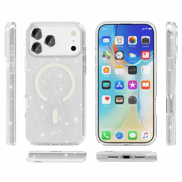 เคสโทรศัพท์แม่เหล็ก MagSafe แบบผงกลิตเตอร์สไตล์ Terminator สำหรับ iPhone 17 Pro Max, สำหรับ iPhone 17 Pro, สำหรับ iPhone 17, สำหรับ iPhone Air