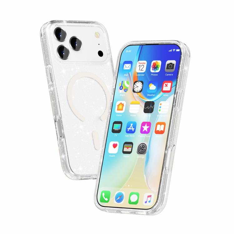 เคสโทรศัพท์แม่เหล็ก MagSafe แบบผงกลิตเตอร์สไตล์ Terminator สำหรับ iPhone 17 Pro Max, สำหรับ iPhone 17 Pro, สำหรับ iPhone 17, สำหรับ iPhone Air