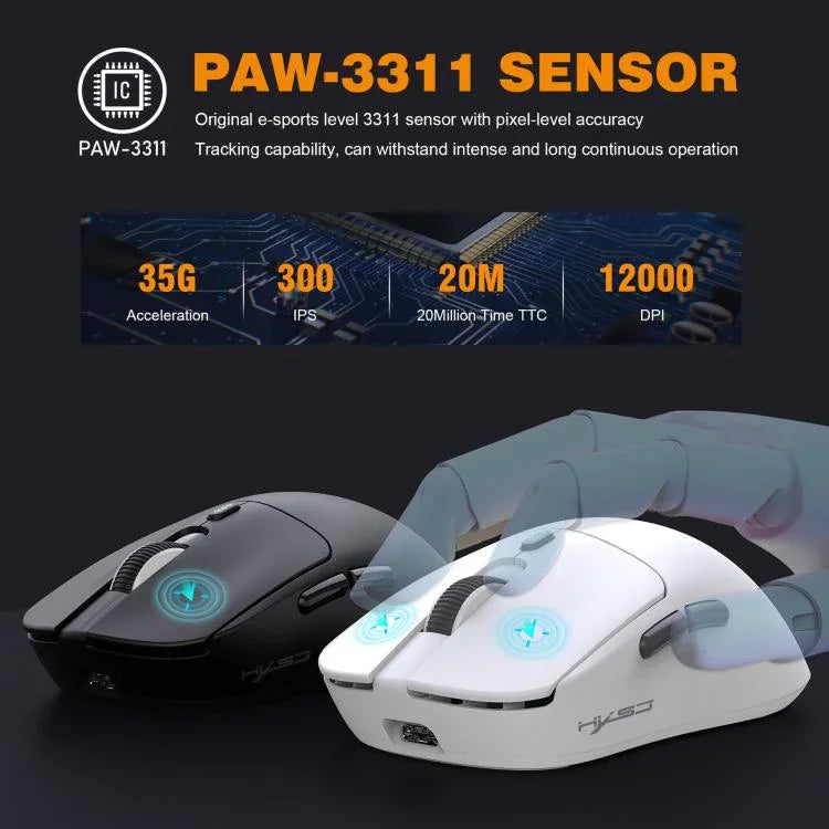 HXSJ T68 3 Modes Wired 2.4G BT5.1 Wireless Lightweight Gaming Mouse, T68